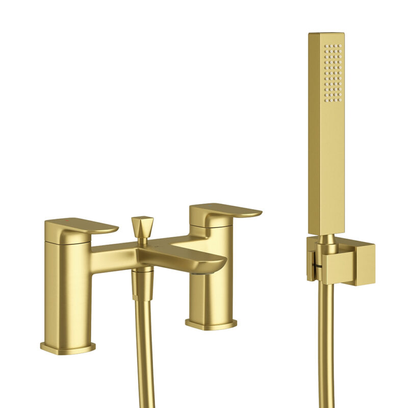 PURE BRUSHED BRASS BATH SHOWER MIXER & KIT HV Bathrooms & Tiles