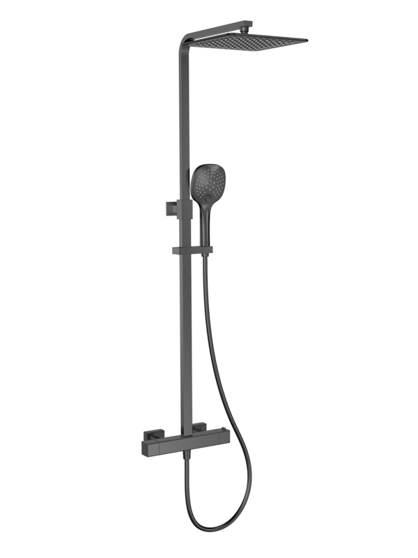 Rio Exposed Square 2 Outlet Thermostatic Valve With Rigid Riser Shower Kit