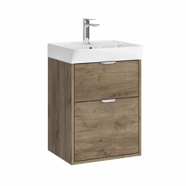 Calia 2 Drawer Wallhung Unit Tobacco Wood Effect