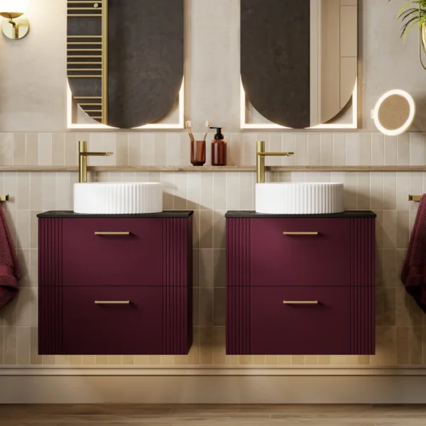 Fabrica 2 Drawer Wall Hung Rich Burgandy