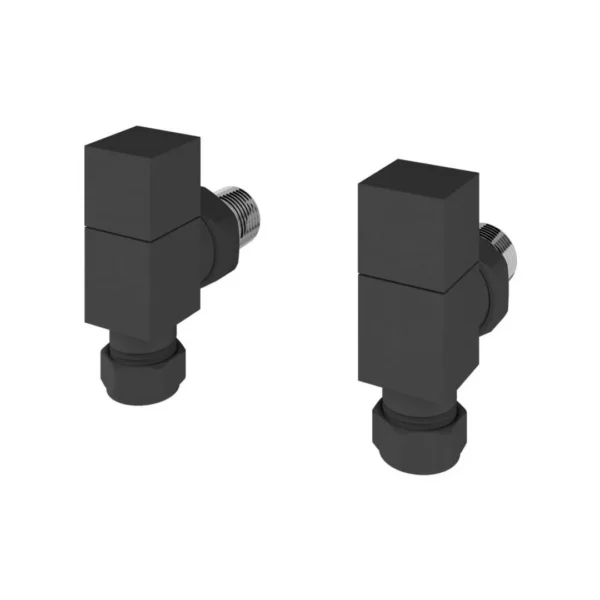 Angled Square Radiator Valves (pair) Matt