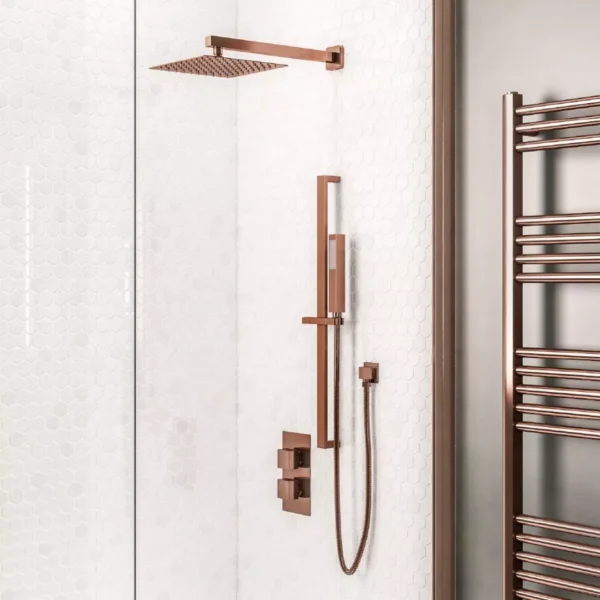 Shower Bundle Brushed Bronze concealed 2 control Valve with riser rail kit