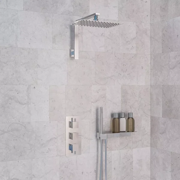 Shower Bundle Square Chrome concealed 3 control Valve and Kit