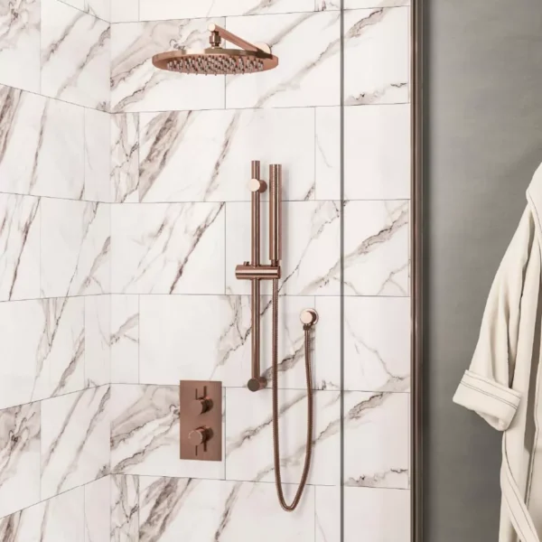Shower Bundle brused bronze Round concealed 2 control valve with riser rail kit